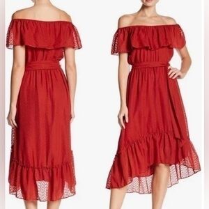 MAX STUDIO off shoulder, high low dress